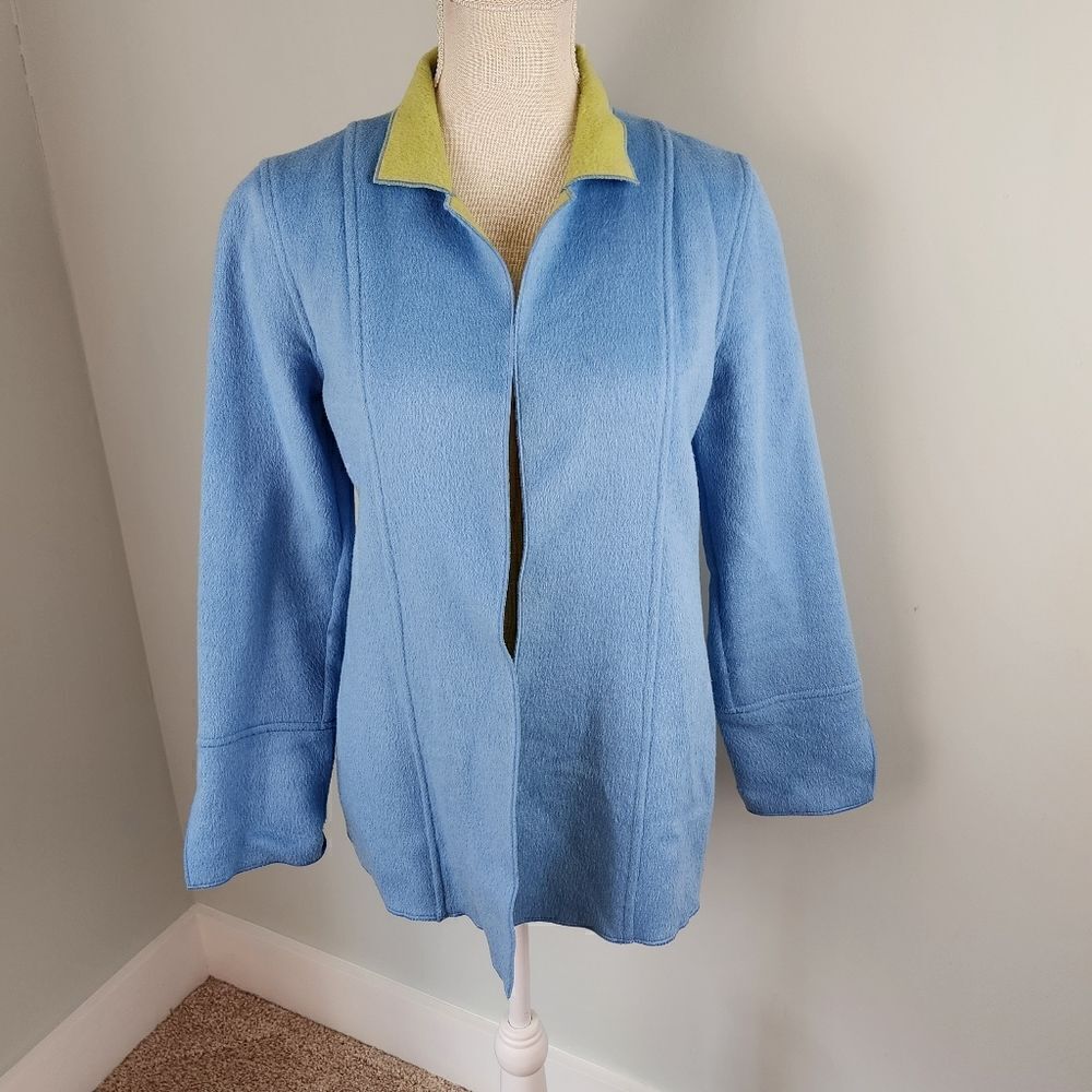 Harve Benard Two Tone Open Wool Blend Cardigan Jacket Size 4